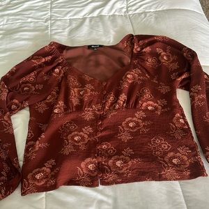 Madewell shirred v nexk blouse